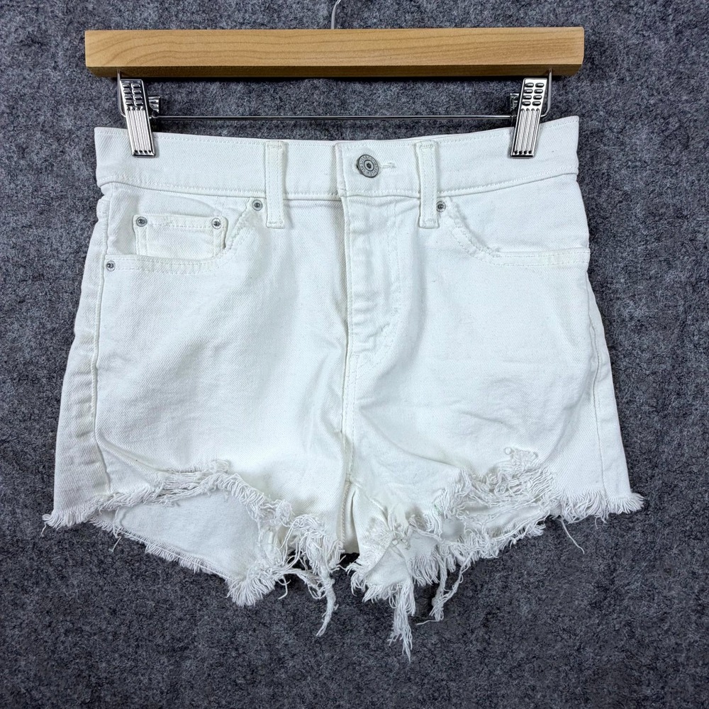 Levi's Cut Off Shorts Womens 27 White Denim Cotton Stretch Frayed Hem 5-Pocket